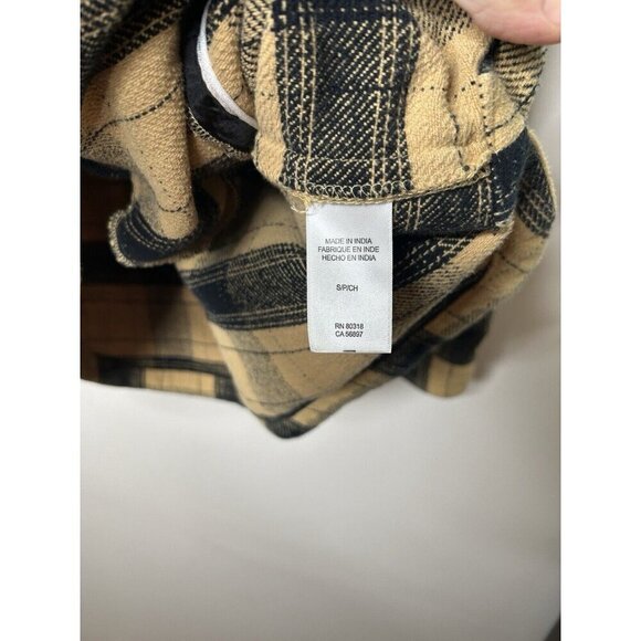 Lucky Brand Shirt Jacket Women's Black Tan Button Plaid Pockets Shacket Small S - Picture 2 of 10